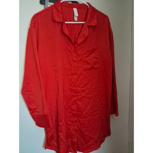Auden Womens Red Nightshirt Size Small With Long Sleeves - Picture 1 of 5